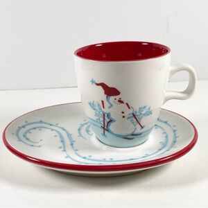 Starbucks Festive Snowman Penguin Cup and Saucer Set 2007 for Santa’s Cookies